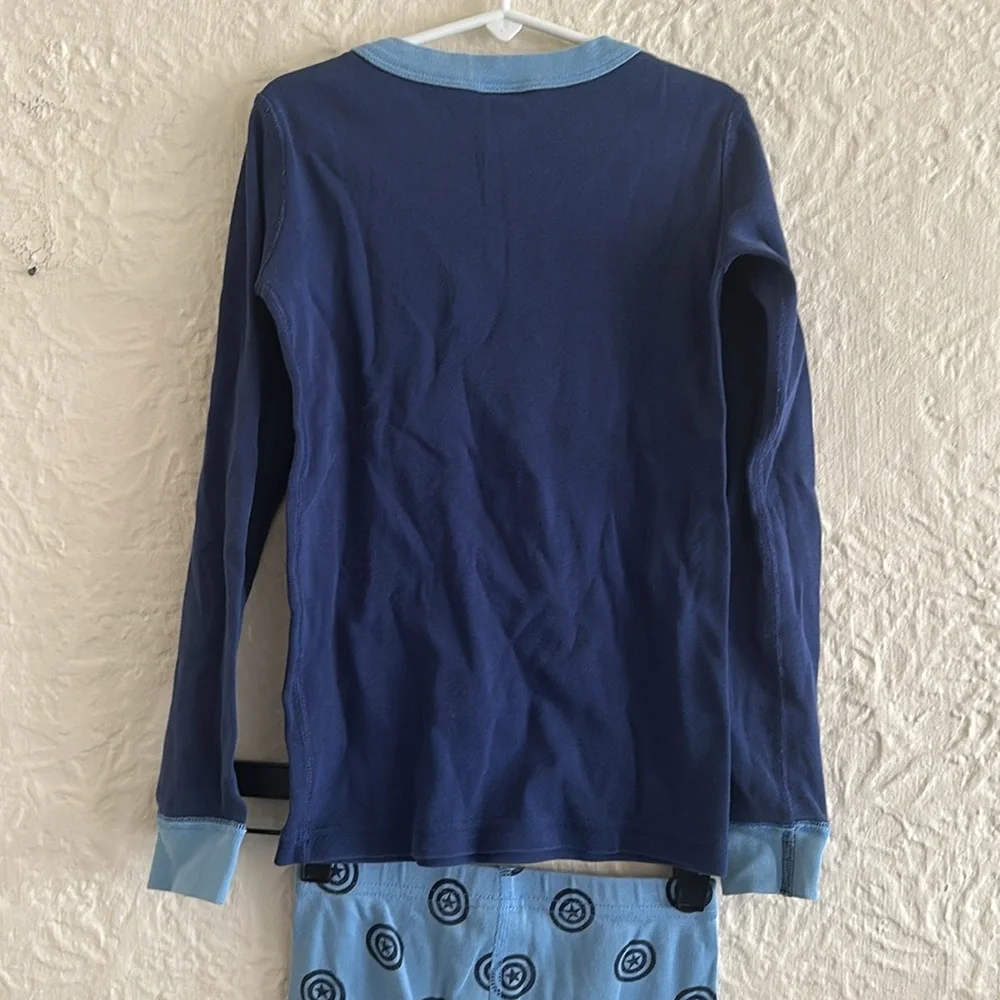 Hanna Andersson x Marvel MCU Captain America Blue Metallic Gold Pajamas Set 8